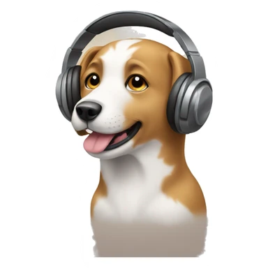 dog listening music sticker