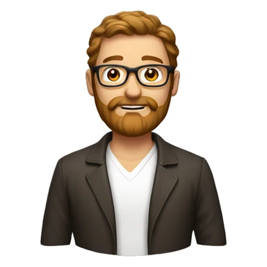 A man with golden beard and brown hair and glasses sticker