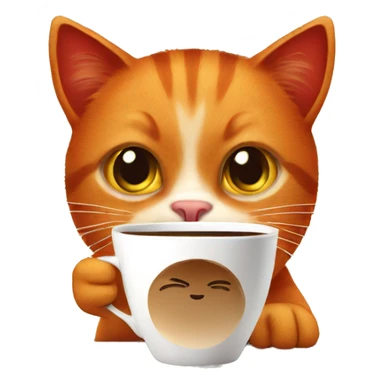red cat with coffee  sticker