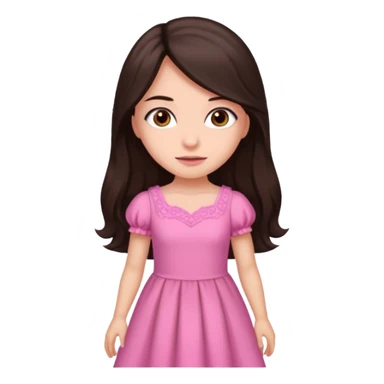 Azzyland dark brown long hair, brown eyes, pink dress sticker