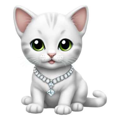 baby cat wearing diamond jewelry sticker