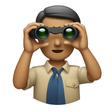 persona beige con polo rojo viendo con su binocular , agarrando el bonicular  con sus manos  sticker