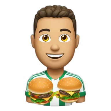 ronaldo avec une médaille mangeant un hamburger sticker
