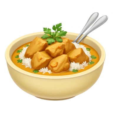 chicken curry in a bowl with rice sticker