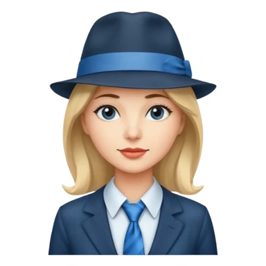 Blue neck tie with hat women sticker