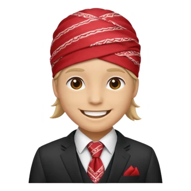 Character wearing a bandana and a suit sticker