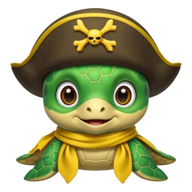cute sea turtle wearing a yellow pirate scarf sticker
