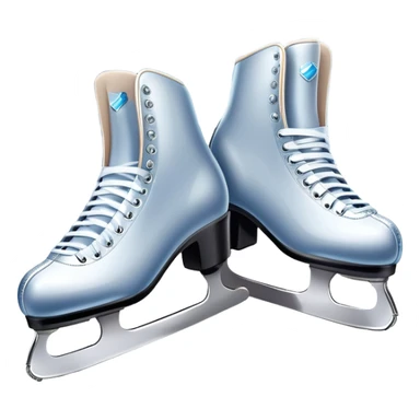 An icon featuring a pair of elegant figure skates standing on the smooth ice of a rink, with sparkling ice beneath them. The background shows a grand ice arena with bright lights and empty stands, highlighting the beauty and grace of figure skating. Transparent background. sticker