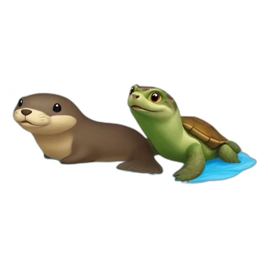Une loutre et une tortue sticker