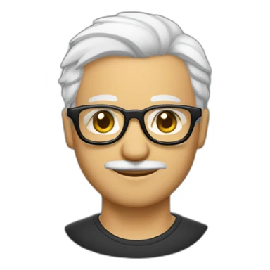 Viel homme mi-chauve cheveux courts blancs, avec lunettes rondes, sans moustache sticker