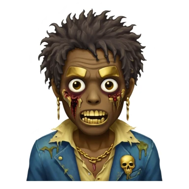 faça um homem zumbi, de cabelo crespo mostrando o dente de ouro sticker