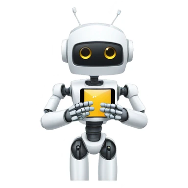 robot looking at his iphone sticker