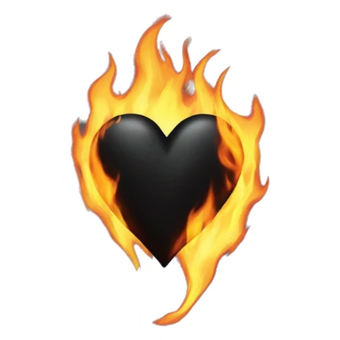 Black heart on fire sticker