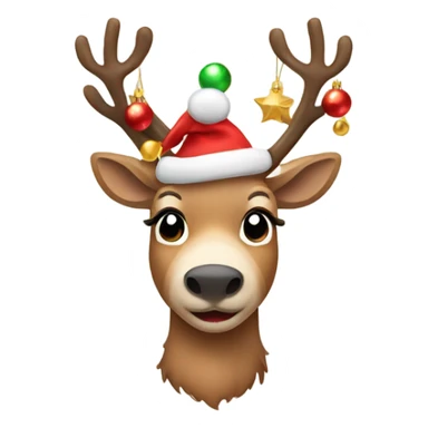 Reindeer wearing Christmas decorations  sticker