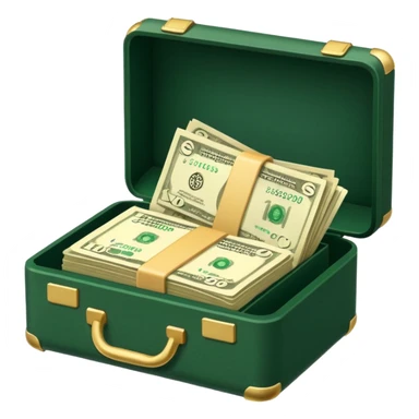 light beige banknotes in an open dark green case sticker