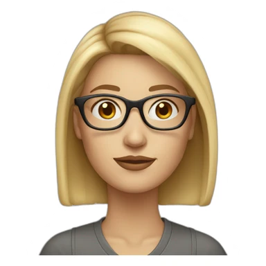 30 year old white woman with staright mid lenght blond hair and rounded glasses sticker