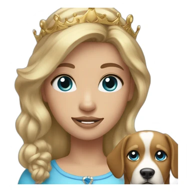 girl dark blonde hair blue eyes crown and a dog sticker