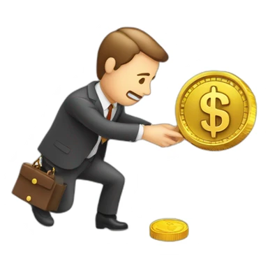 money trap concept, financial risk metaphor. businessman trying to reach a money trap with a one dollar coin sticker
