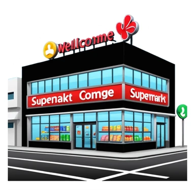 create a supermarket shop front, that looks like a wellcome store sticker