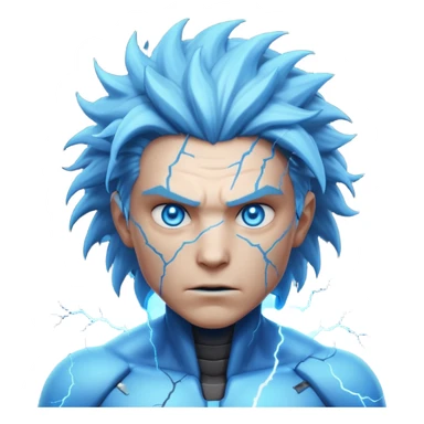 electric lab mutant portrait, head and shoulders only, glowing blue energy cracks on skin, wild hair, intense eyes, sci-fi lab accident vibe, 3D cartoon, mobile game icon style, clean background, no text, no watermark

 sticker