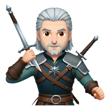 The Witcher Gerald dances with his swords  sticker