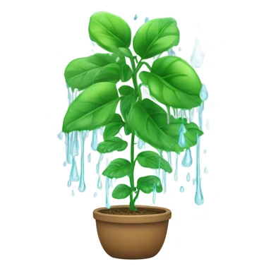 water a plant,  emoji focus on the plant, watering as a background. without human  sticker