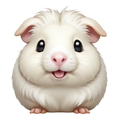 Cinematic Comical White Guinea Pig Portrait Emoji, Head tilted dramatically with an exaggeratedly amused expression, featuring a glossy, pristine white fur with an adorably scrunched face, wide, expressive dark eyes filled with playful disbelief, Simplified yet hilariously expressive features, highly detailed, glowing with a slightly sassy glow, high shine, dramatic yet playful, stylized with an air of cheeky mischief, bright and endearing, soft glowing outline, capturing the essence of a spirited and over-the-top guinea pig, so meme-worthy it feels like it could side-eye its way into internet fame instantly! sticker