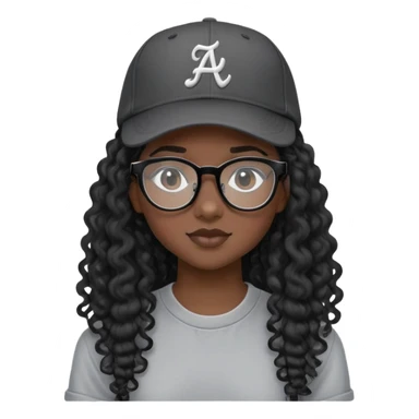 Nữ 15 tuổi, da đen, đeo kính gọng màu đen, tóc dài( màu đen, xoăn), mũ lưỡi trai quay ngược, áo màu ghi sticker