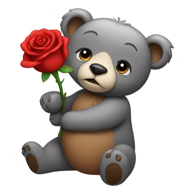 Bear holding rose  sticker