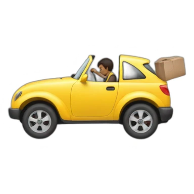 a person pushing a car sticker