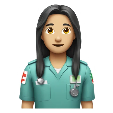 Asian paramedic with long hair sticker