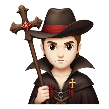 Vampire hunter with wooden stake and cross, ready to fight sticker