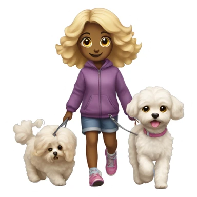 Girl walking a Maltipoo sticker