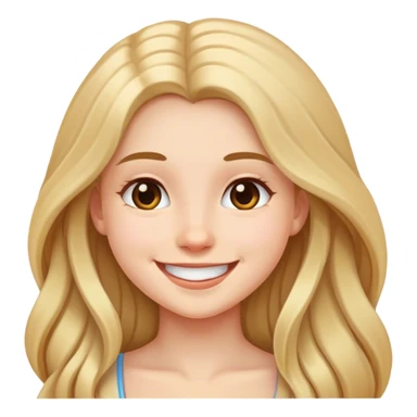 smiling girl with long hair sticker