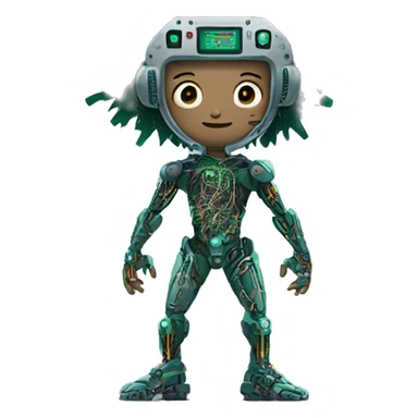 Deku cyborg with circuits and wires  sticker