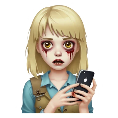 iphone zombie girl with dirty blonde hair and bangs sticker