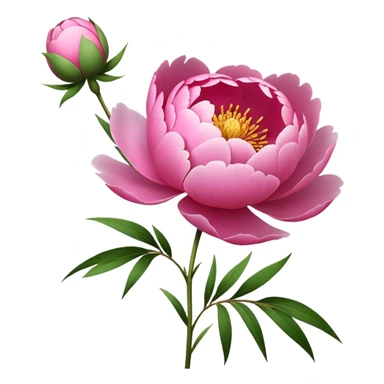 single Peony, straight stem sticker