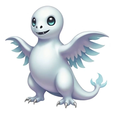 Pearlescent White Ghost-Soft Glimmer-Veined Pokémon-Fakémon-Digimon-Creature, (full body) sticker