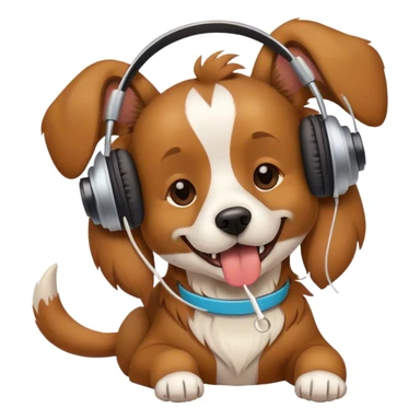  A dog eating a bone while listening to music  sticker