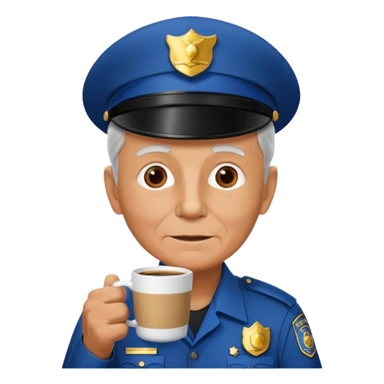 polition officer elderly with coffee sticker