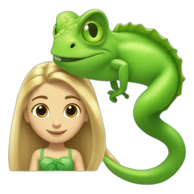 Rapunzel and green cameleon sticker
