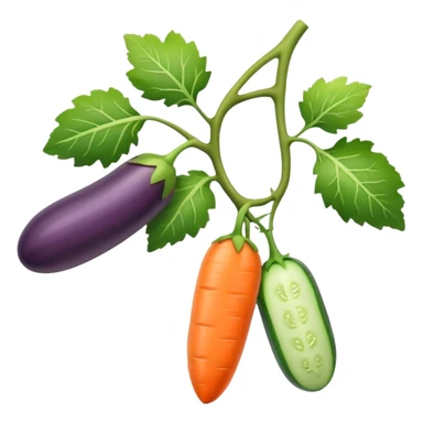 eggplant cucumber carrot on a branch sticker