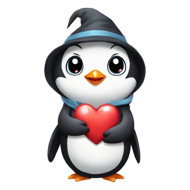 penguin mage cute little in love with heart sticker