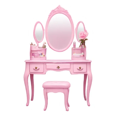 Vanity table with mirror pink sticker