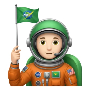 male astronaut with green flag in hand sticker
