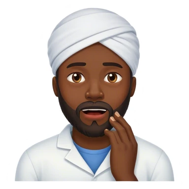 Black bald man with beard toothache sticker