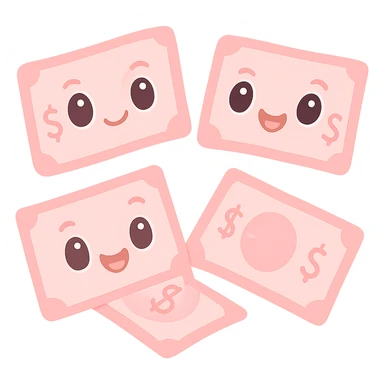pink money, playful and cute, no text sticker