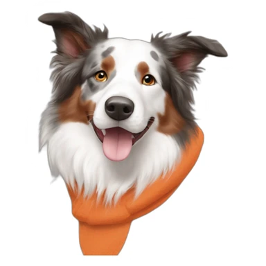 white speckled face red merle border collie in orange wheel chair sticker