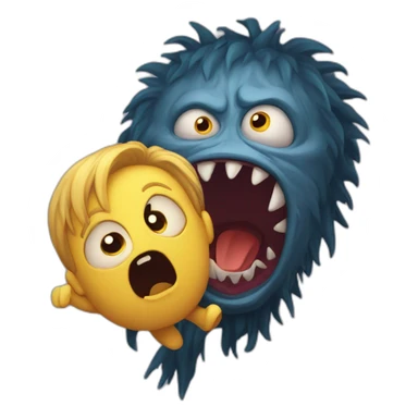 monster scaring a child and fainting sticker
