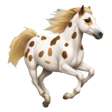 Scruffy scarred scratched scratches scratch scars Piebald tricolor palomino yellow brown pony with dark brown spots galloping running sticker